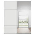SCHWEBETÜRENSCHRANK 181/223/68 cm 2-türig Weiß  - Alufarben/Weiß, KONVENTIONELL, Glas/Holzwerkstoff (181/223/68cm) - Novel