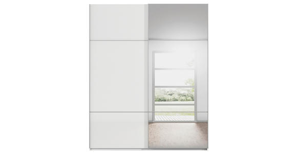 SCHWEBETÜRENSCHRANK 181/223/68 cm 2-türig Weiß - Alufarben/Weiß, KONVENTIONELL, Glas/Holzwerkstoff (181/223/68cm) - Novel