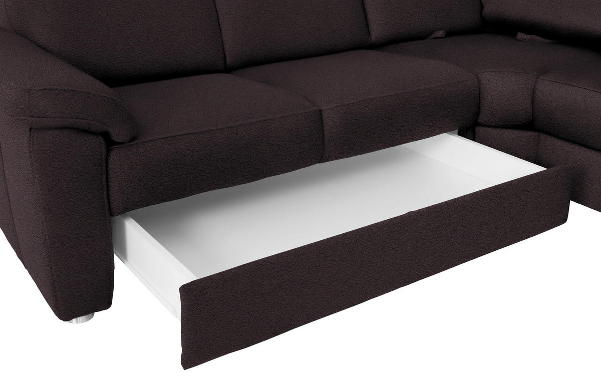 WOHNLANDSCHAFT in Flachgewebe Mokka  - Chromfarben/Mokka, Konventionell, Textil/Metall (240/330/163cm) - Beldomo System