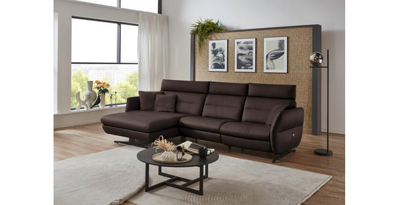 ECKSOFA in Echtleder Dunkelbraun  169/298 cm  - Dunkelbraun/Schwarz, Design, Leder/Metall (169/298cm) - Dieter Knoll