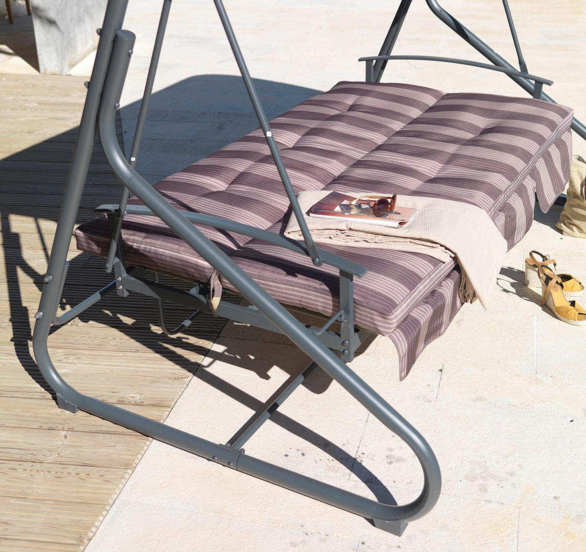 Balansoar Grădină 227/169/129 cm  - maro/antracit, Konventionell, metal/textil (227/169/129cm) - Ambia Garden