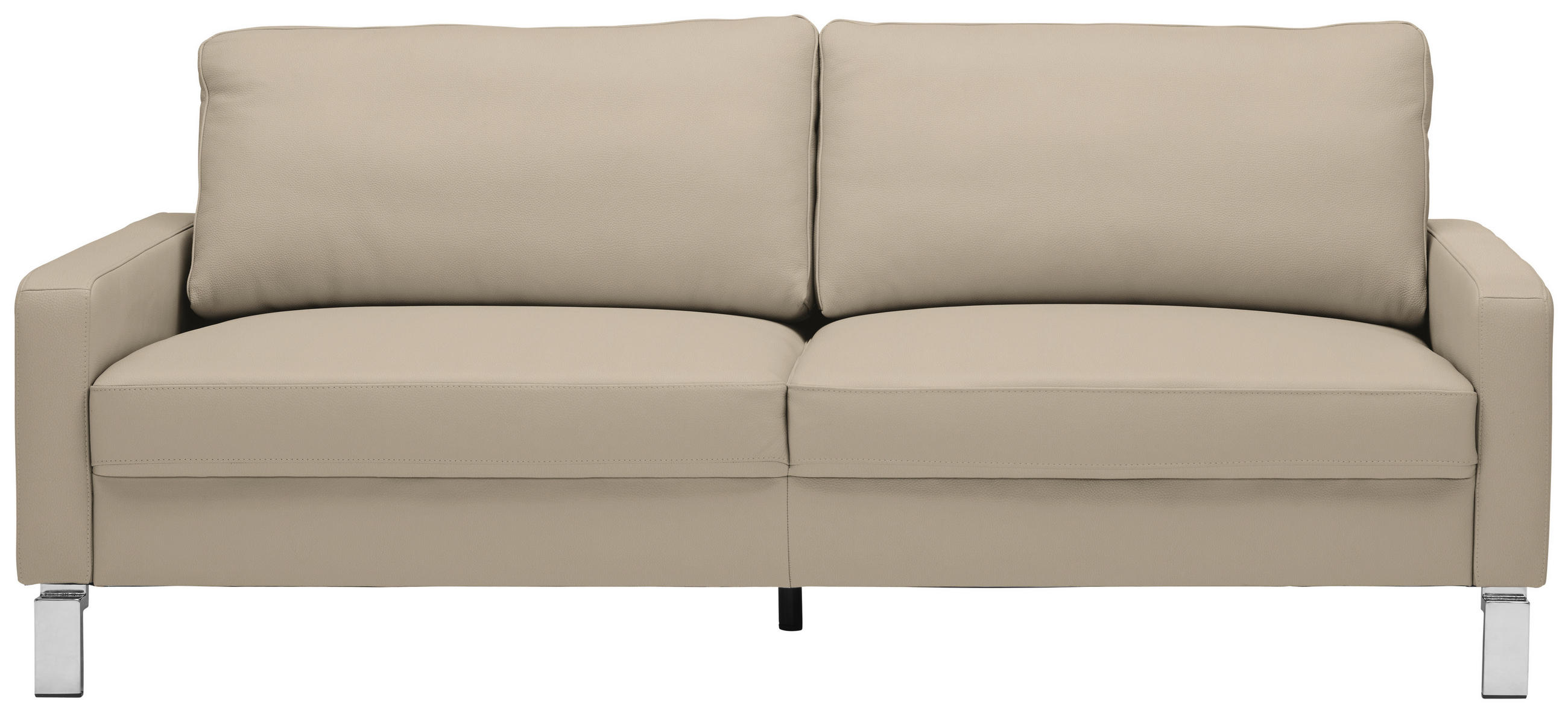 3-SITZER-SOFA in Echtleder Hellbraun  - Chromfarben/Hellbraun, Design, Leder/Metall (204/81/97cm) - Pure Home Lifestyle