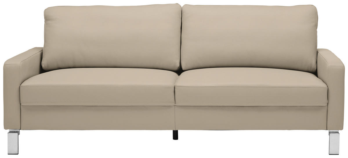 3-SITZER-SOFA in Echtleder Hellbraun  - Chromfarben/Hellbraun, Design, Leder/Metall (204/81/97cm) - Pure Home Lifestyle