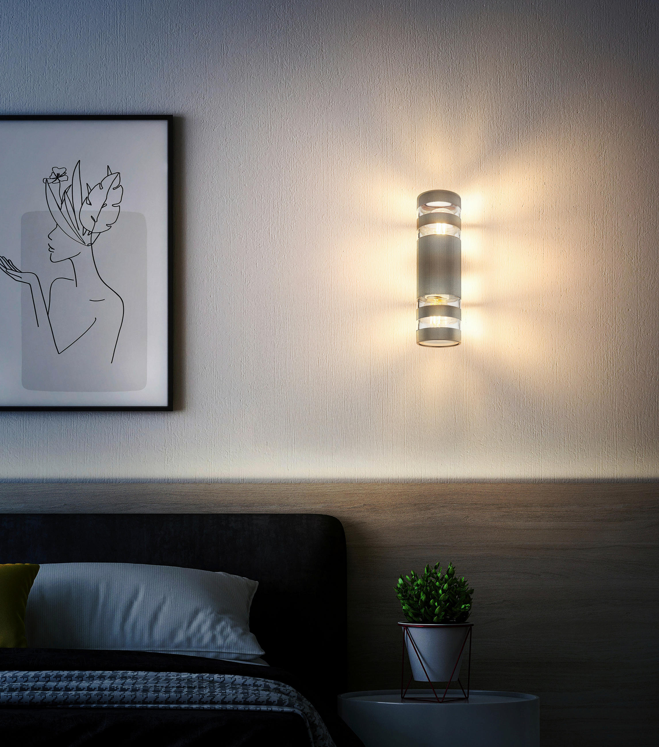 WANDLEUCHTE HAYES 22/6,5/6,5 cm   - Klar/Anthrazit, Basics, Glas/Kunststoff (22/6,5/6,5cm) - Globo