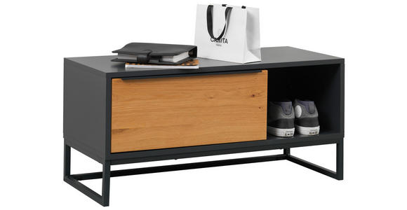 GARDEROBENBANK 94,4/46/40 cm - Eichefarben/Anthrazit, Trend, Holzwerkstoff/Metall (94,4/46/40cm) - Novel