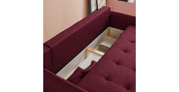 SCHLAFSOFA  in Chenille Bordeaux  - Bordeaux/Buchefarben, Design, Holz/Textil (217/97/101cm) - Carryhome