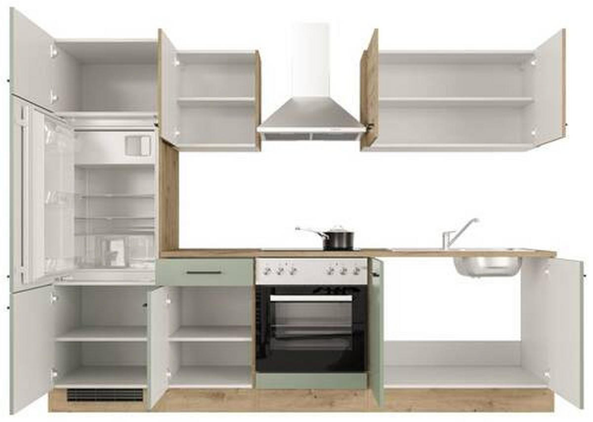 KUCHYŇSKÁ LINKA CARA - černá/zelená, Moderní, kov/kompozitní dřevo (270cm) - FlexWell
