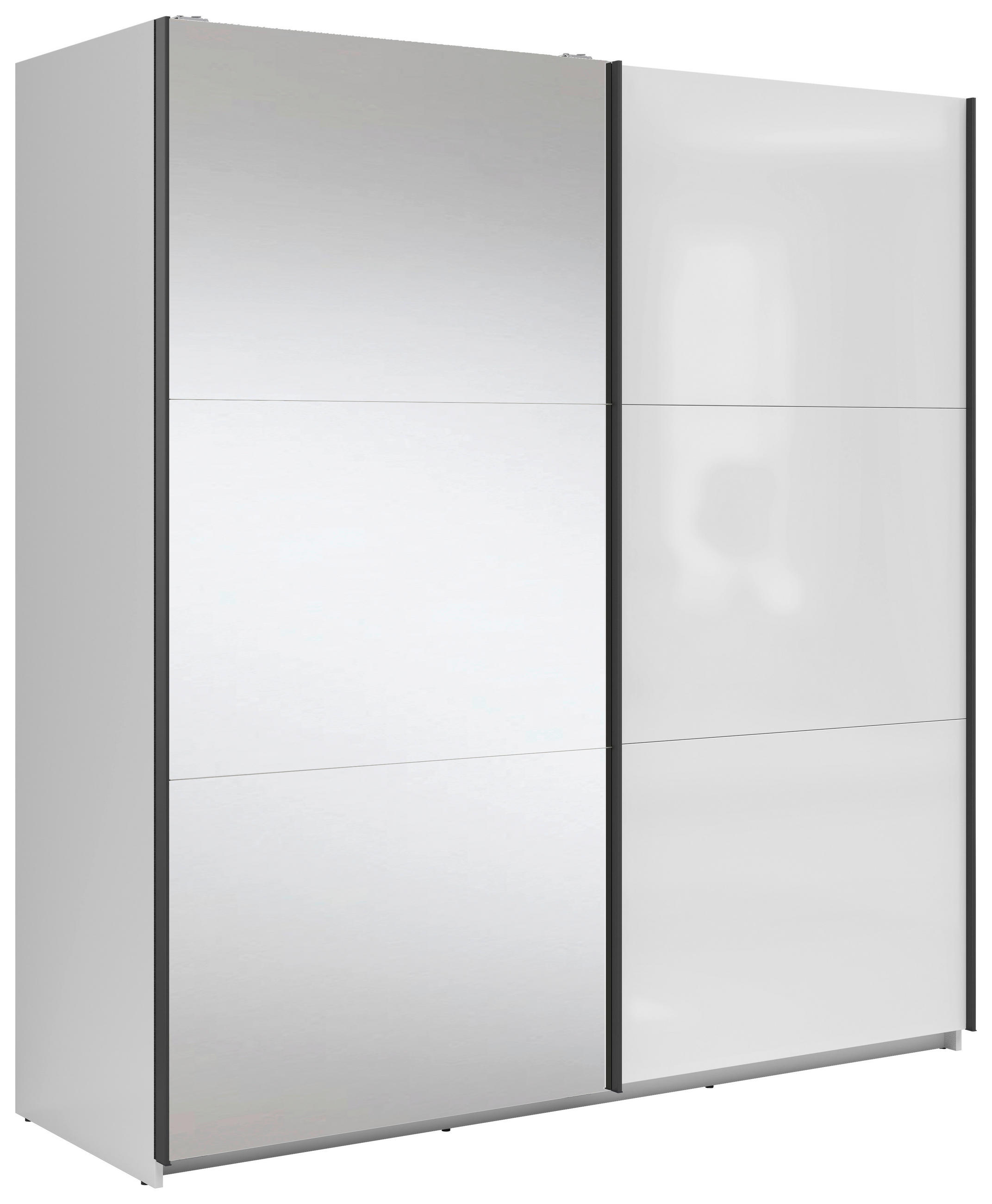 SCHWEBETÜRENSCHRANK  in Klar, Weiß Hochglanz  - Klar/Weiß Hochglanz, MODERN, Glas/Holzwerkstoff (183/195,5/60cm) - MID.YOU