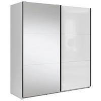 SCHWEBETÜRENSCHRANK 183/195,5/60 cm 2-türig Klar, Weiß Hochglanz  - Klar/Weiß Hochglanz, MODERN, Glas/Holzwerkstoff (183/195,5/60cm) - MID.YOU