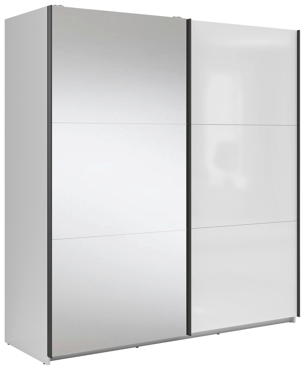 SCHWEBETÜRENSCHRANK 183/195,5/60 cm 2-türig Klar, Weiß Hochglanz  - Klar/Weiß Hochglanz, MODERN, Glas/Holzwerkstoff (183/195,5/60cm) - MID.YOU