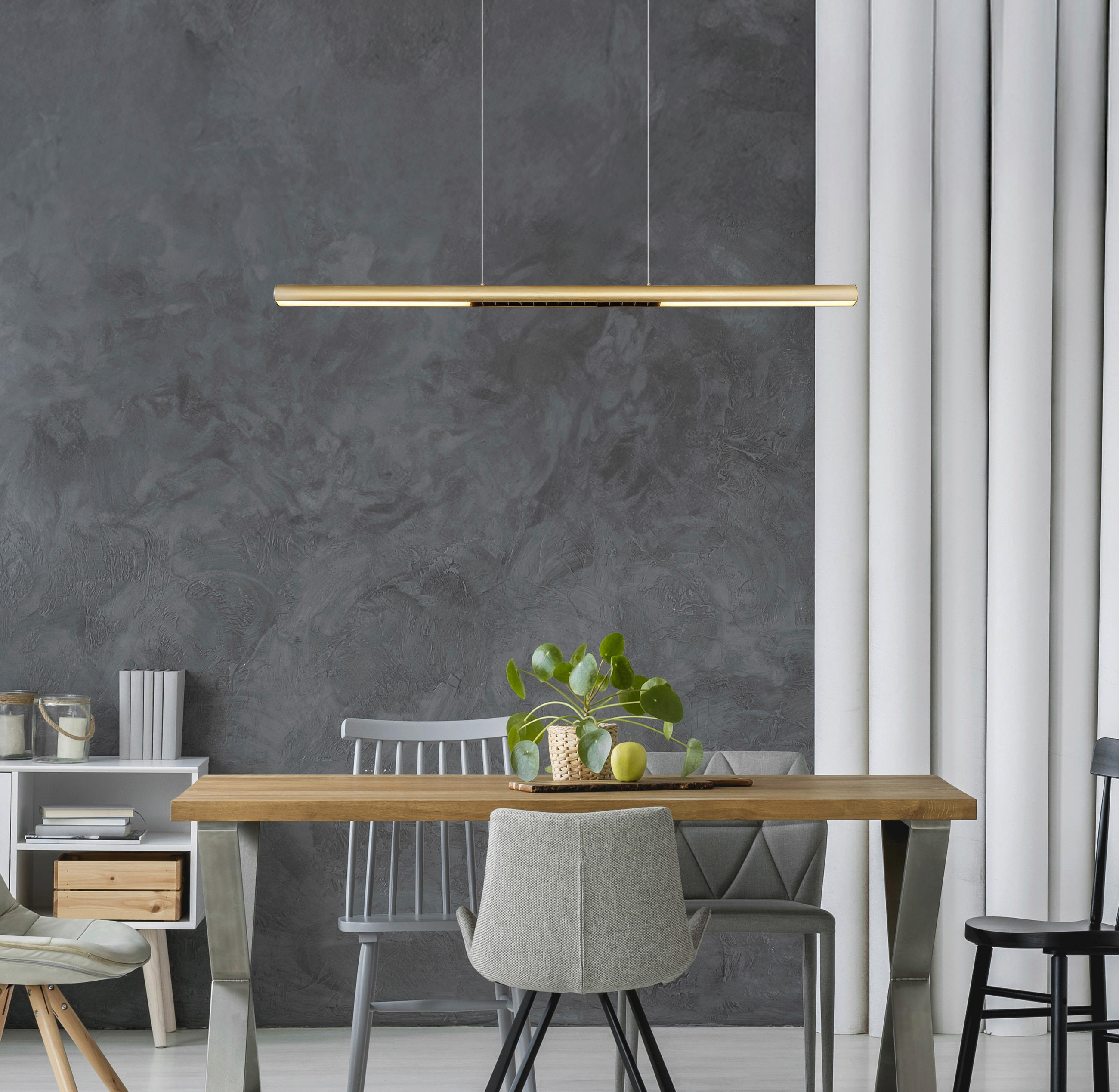 LED-HÄNGELEUCHTE CODY 120/8/150 cm   - Transparent/Goldfarben, Design, Kunststoff/Metall (120/8/150cm) - Globo