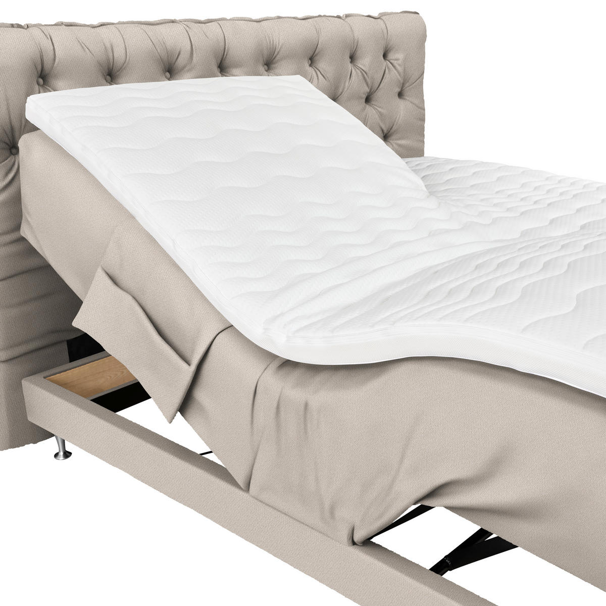 BOXSPRINGBETT 160/200 cm  Creme  - Blau/Silberfarben, Basics, Holzwerkstoff/Textil (160/200cm) - Welnova