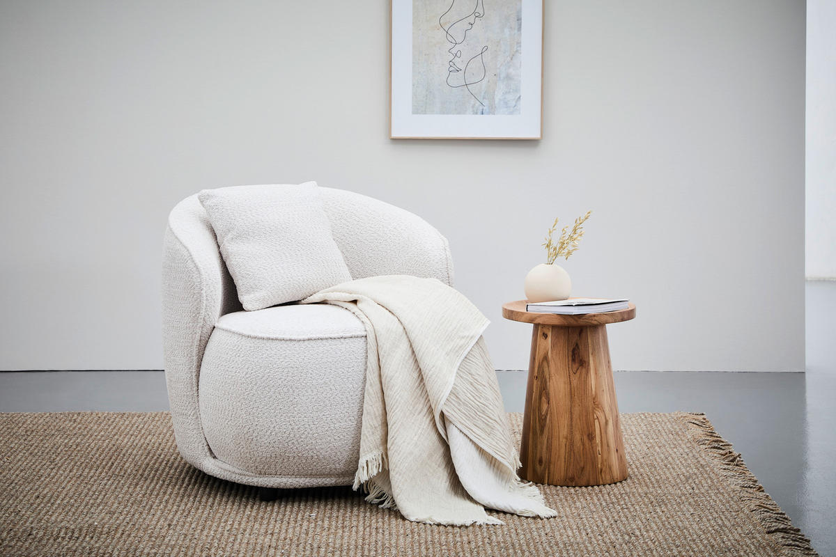 SESSEL in Bouclé Weiß  - Weiß, MODERN, Textil/Metall (76/83/74cm) - Livetastic