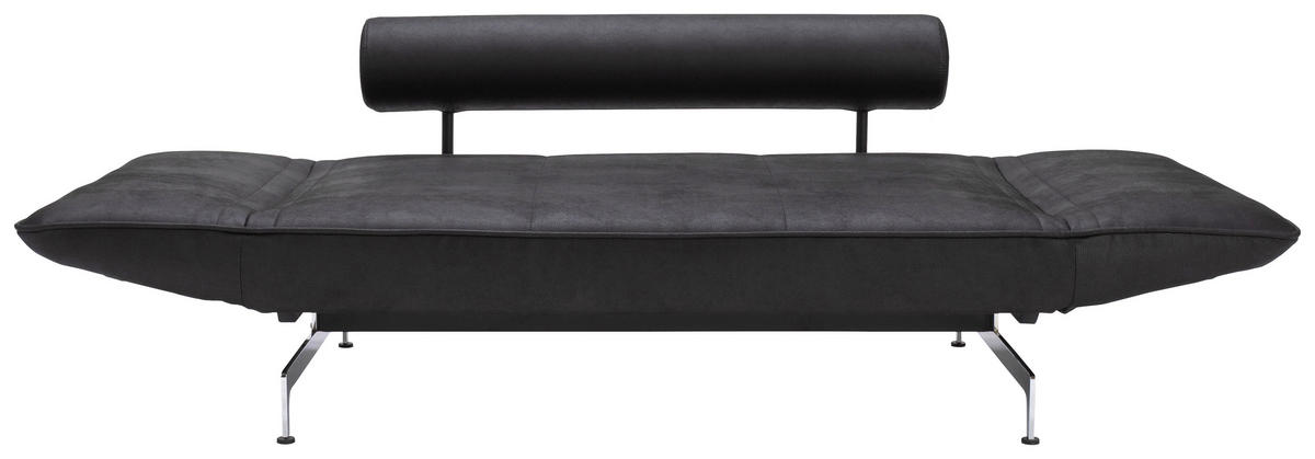 SCHLAFSOFA Lederlook Schwarz  - Chromfarben/Schwarz, Design, Textil/Metall (178/83/93cm) - Niels Andersson