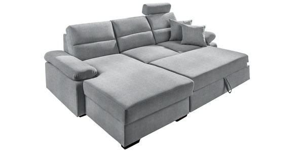 ECKSOFA in Webstoff Grau  - Dunkelbraun/Grau, KONVENTIONELL, Kunststoff/Textil (166/258cm) - Cantus