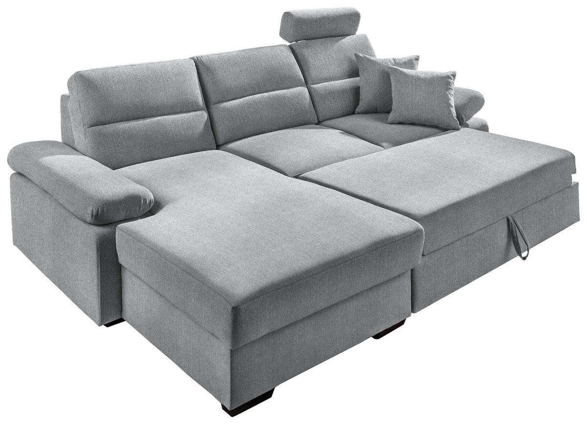 ECKSOFA in Webstoff Grau  - Dunkelbraun/Grau, Konventionell, Kunststoff/Textil (166/258cm) - Cantus