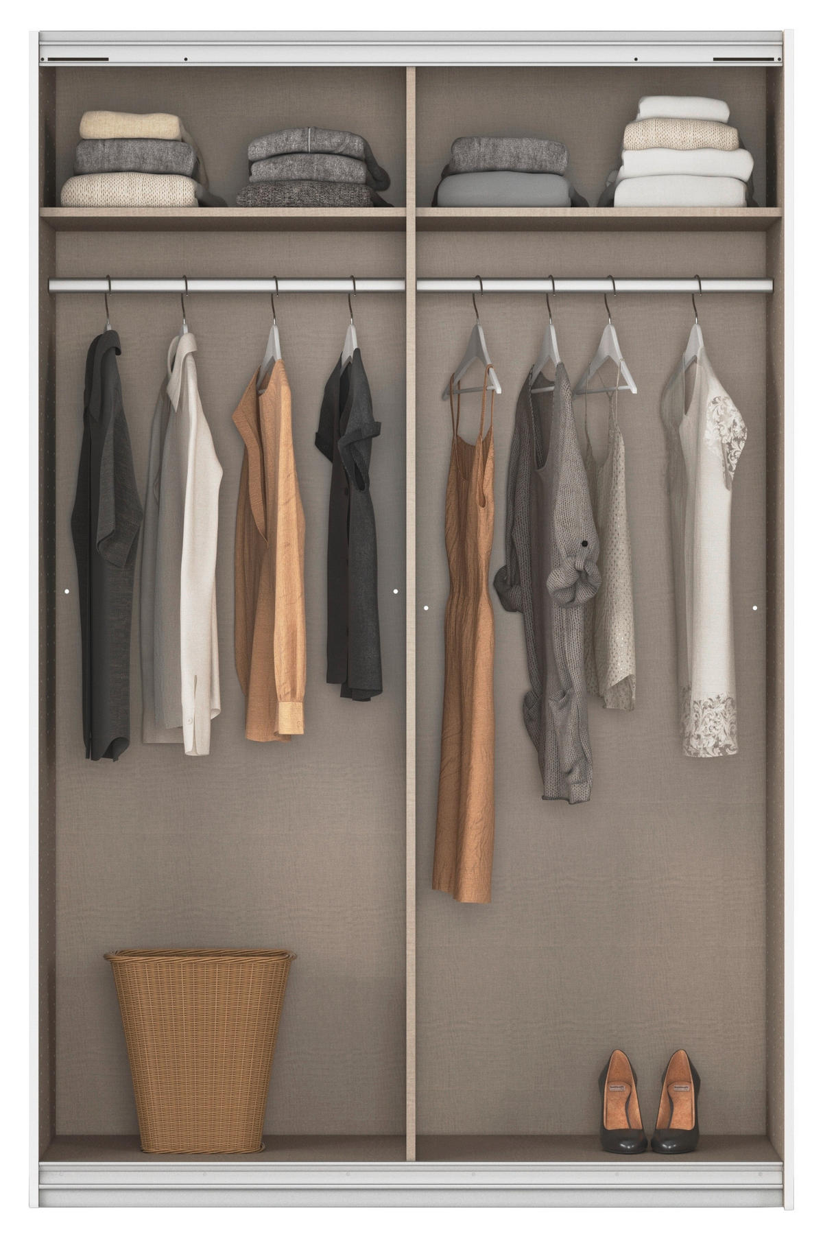 SCHWEBETÜRENSCHRANK 136/210/62 cm 2 Tür(en)-türig Weiß  - Alufarben/Weiß, KONVENTIONELL, Glas/Holzwerkstoff (136/210/62cm) - home24