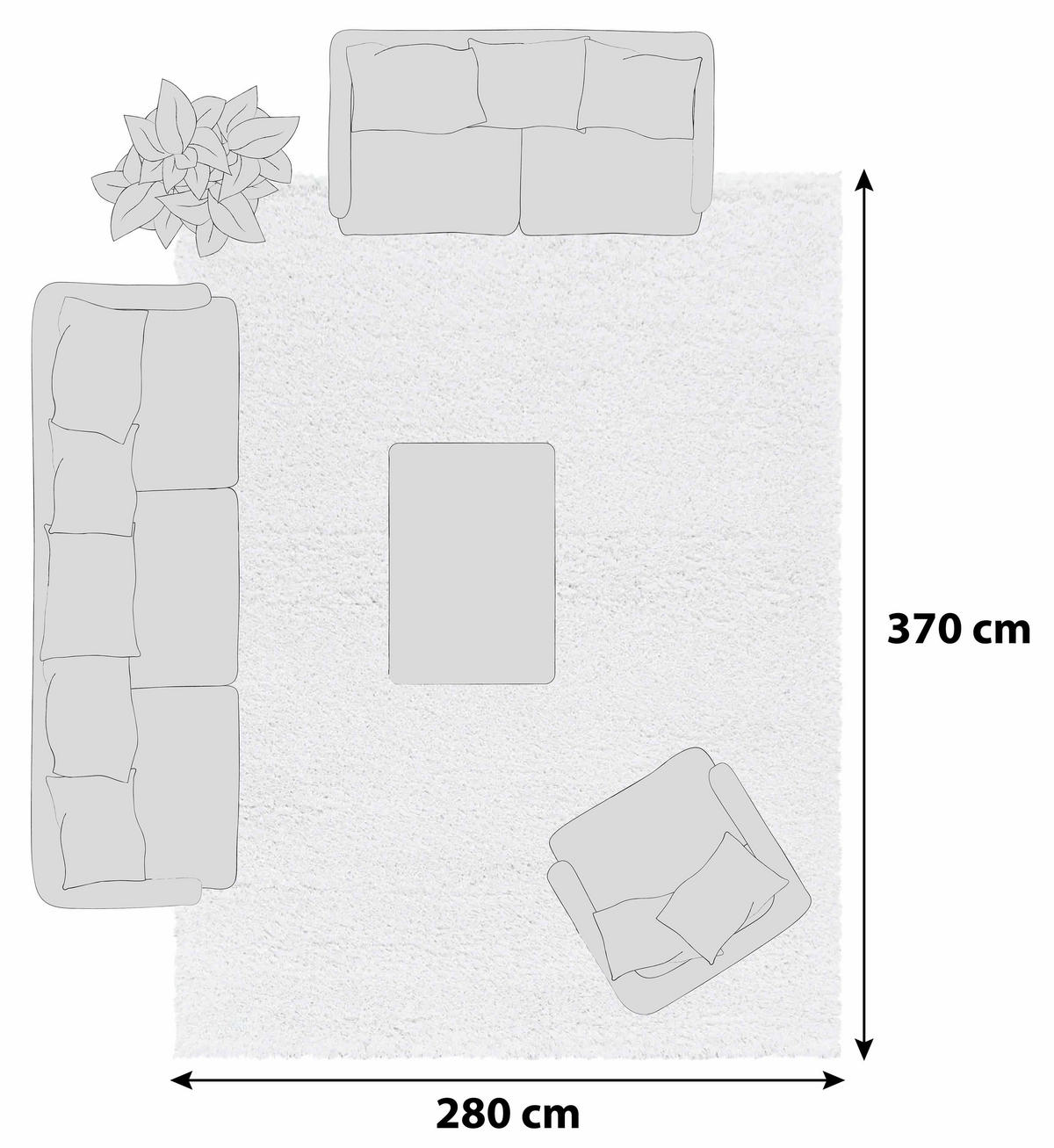 HOCHFLORTEPPICH 280/370 cm Fluffy 3500 Weiß Weiß  - Weiß, Basics, Textil (280/370cm)