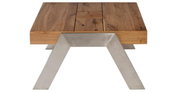COUCHTISCH in Holz, Metall 67,5/65/35 cm  - Edelstahlfarben/Eichefarben, Basics, Holz/Metall (67,5/65/35cm) - Venda
