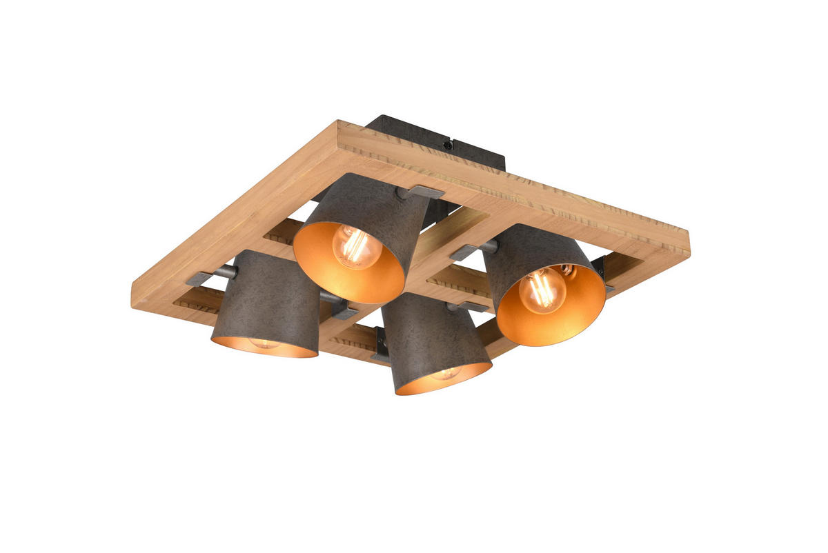 DECKENLEUCHTE BELL 39/19/39 cm   - Goldfarben/Grau, Natur, Metall (39/19/39cm) - Trio Leuchten