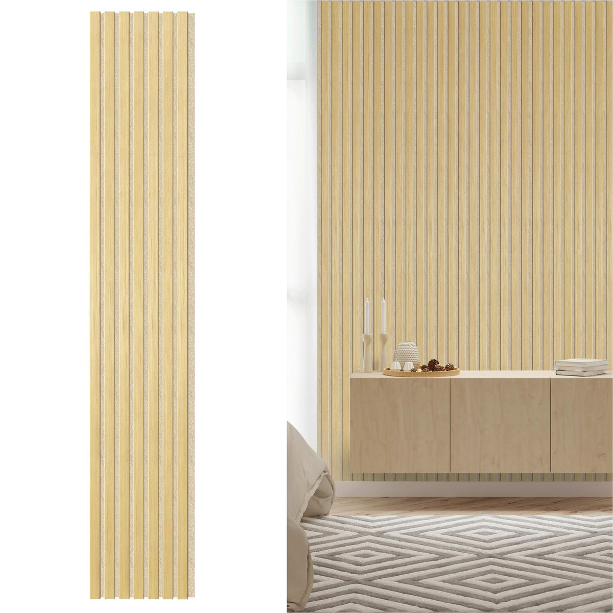 AKUSTIKPANEEL Echtholz Lean  - Eichefarben/Beige, KONVENTIONELL, Holz/Kunststoff (244/28/1.6cm) - Novel