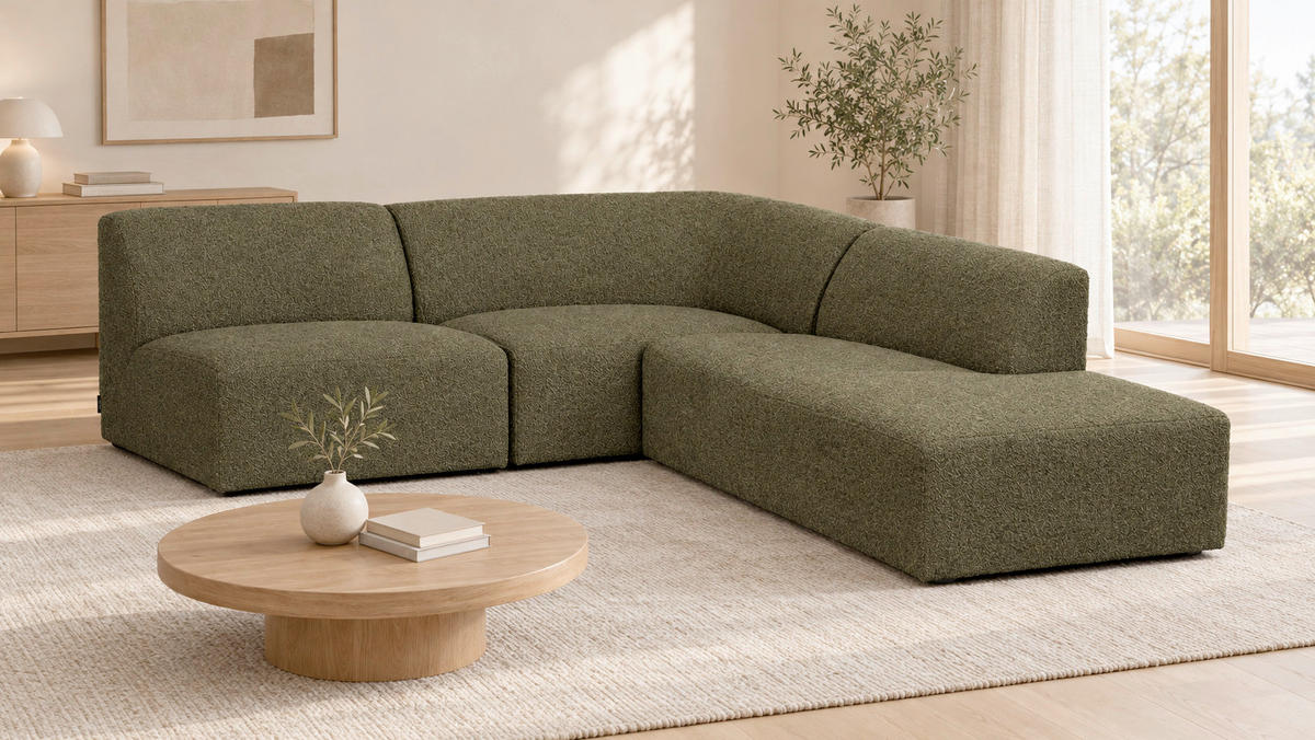 ECKSOFA Hector Grün  - Schwarz/Grün, Design, Textil (214/232cm) - Livetastic