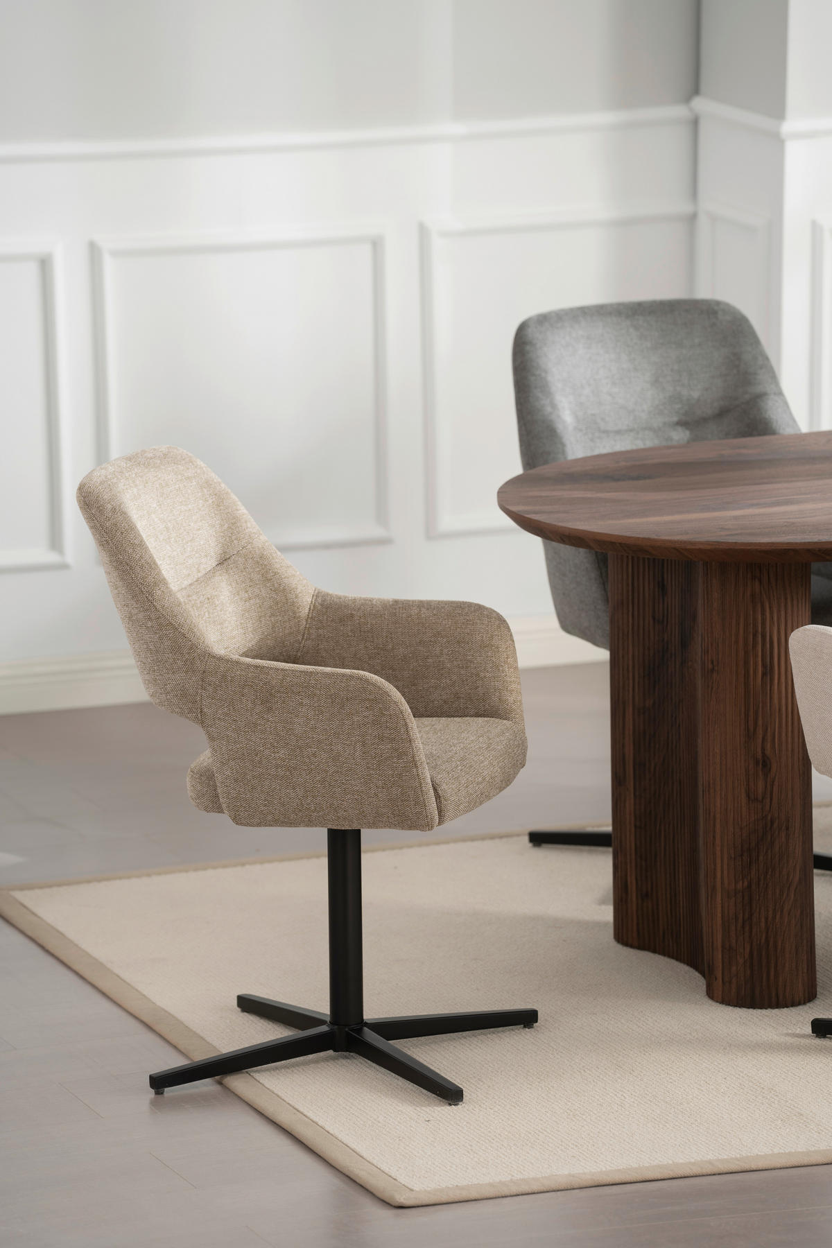 NASLANJAČ, les, kovina, tekstil rjavosiva  - rjavosiva/črna, Moderno, kovina/tekstil (56/86/63cm) - MID.YOU