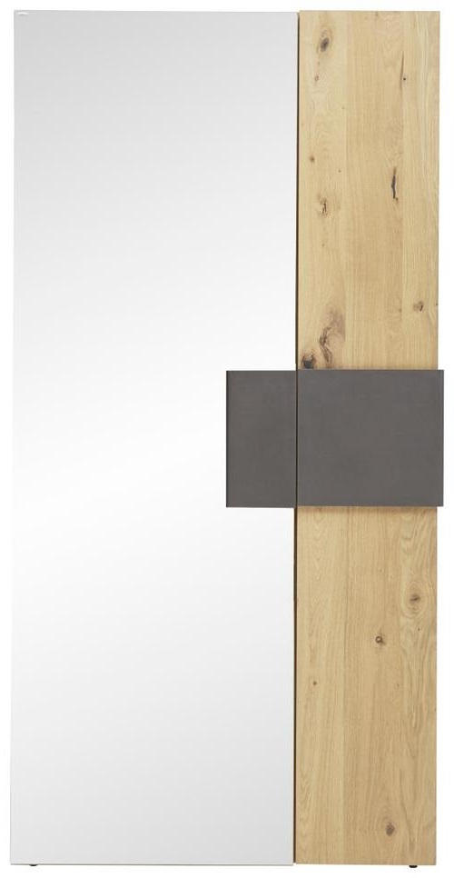 GARDEROBENSCHRANK Wildeiche furniert, massiv, mehrschichtige Massivholzplatte (Tischlerplatte) Anthrazit, Eichefarben - Eichefarben/Anthrazit, Natur, Glas/Holz (97,2/194/43,5cm) - Voglauer