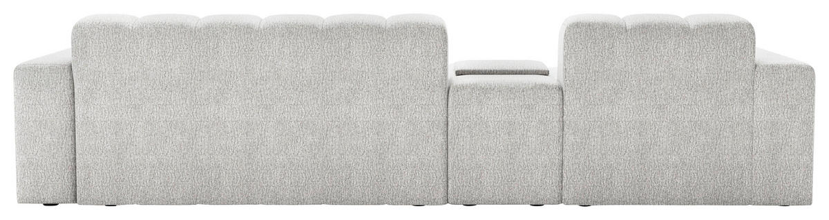 ECKSOFA Perlmutt Chenille Stauraum, Getränkehalter  - Perlmutt/Schwarz, MODERN, Kunststoff/Textil (150/299cm) - Milino