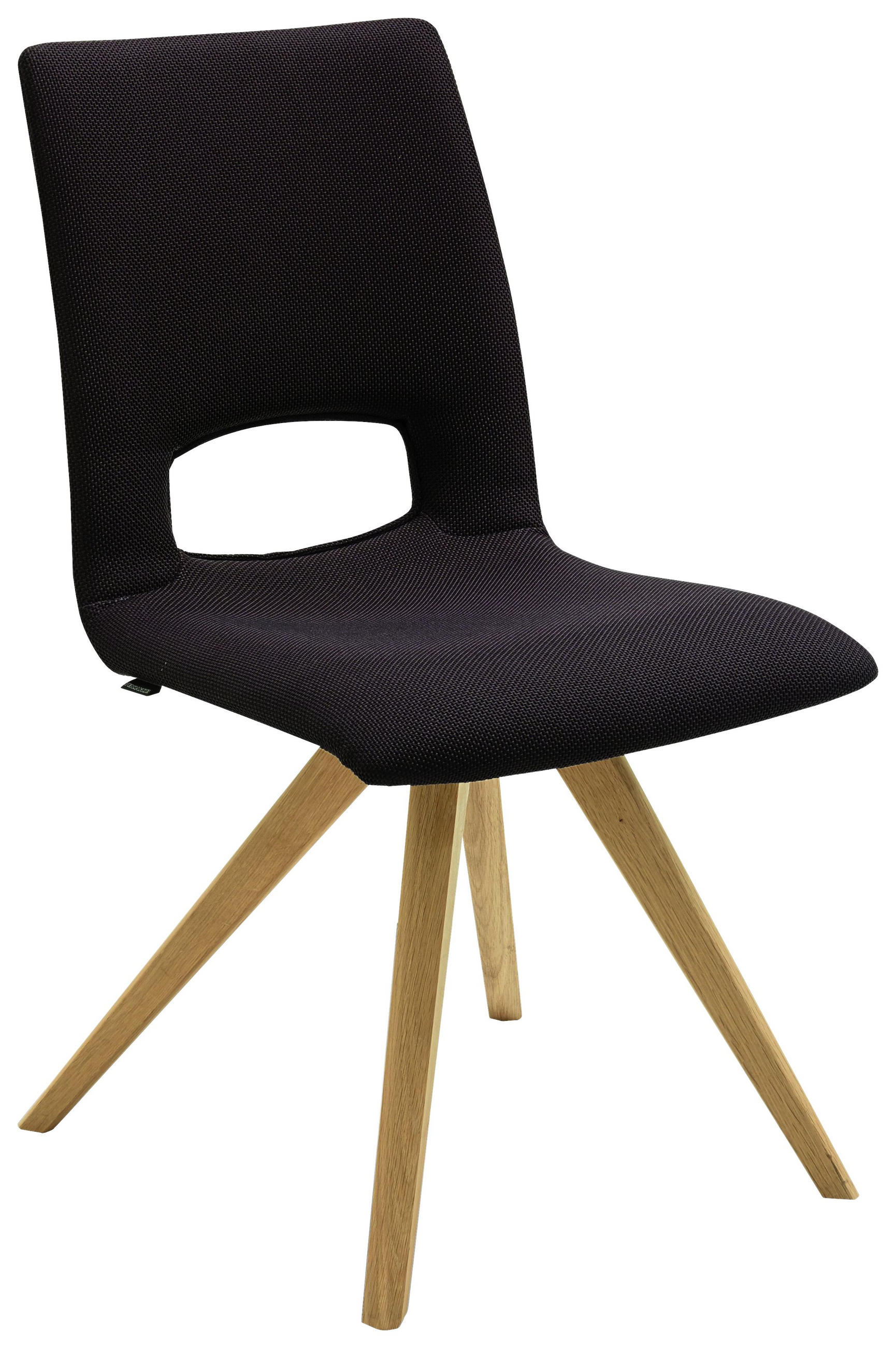 Stuhl in Holz, Textil Eichefarben, Dunkelbraun