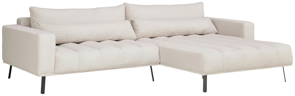 ECKSOFA Beige Cord  - Beige/Schwarz, Design, Textil/Metall (291/204cm) - Lomoco
