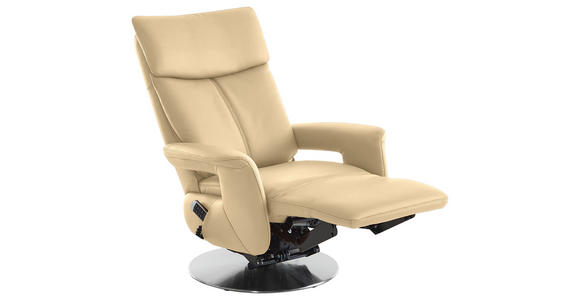 RELAXSESSEL in Leder Beige - Edelstahlfarben/Beige, Design, Leder/Metall (78/112/85cm) - Cantus