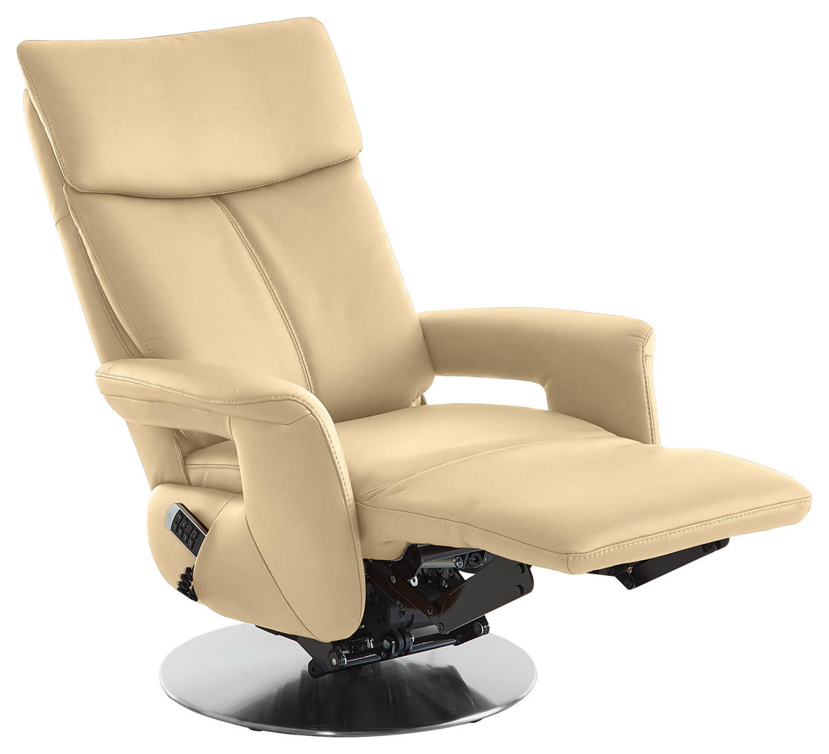 RELAXSESSEL in Leder Beige  - Edelstahlfarben/Beige, Design, Leder/Metall (78/112/85cm) - Cantus