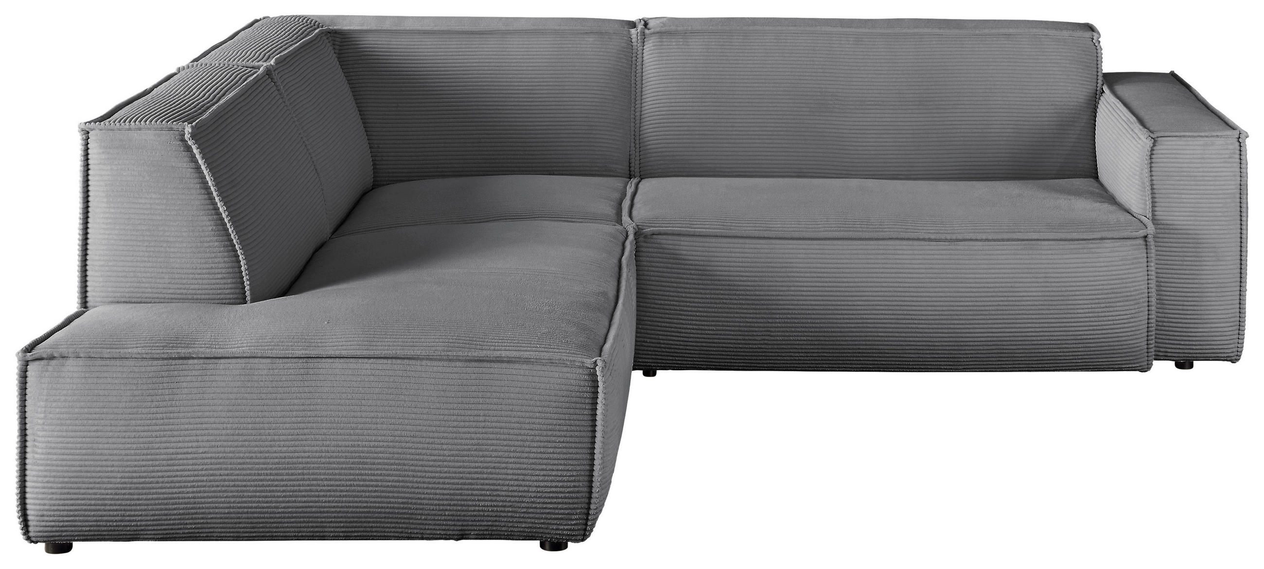 ECKSOFA Dunkelgrau Cord  - Dunkelgrau/Schwarz, KONVENTIONELL, Kunststoff/Textil (224/254cm) - Hom`in