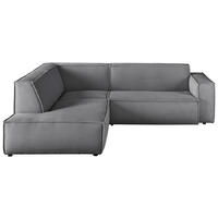 ECKSOFA Dunkelgrau Cord  - Dunkelgrau/Schwarz, KONVENTIONELL, Kunststoff/Textil (224/254cm) - Hom`in