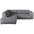 ECKSOFA Dunkelgrau Cord  - Dunkelgrau/Schwarz, KONVENTIONELL, Kunststoff/Textil (224/254cm) - Hom`in