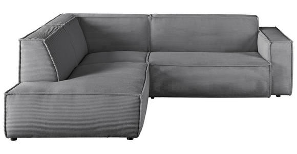 ECKSOFA Dunkelgrau Cord  - Dunkelgrau/Schwarz, KONVENTIONELL, Kunststoff/Textil (224/254cm) - Hom`in