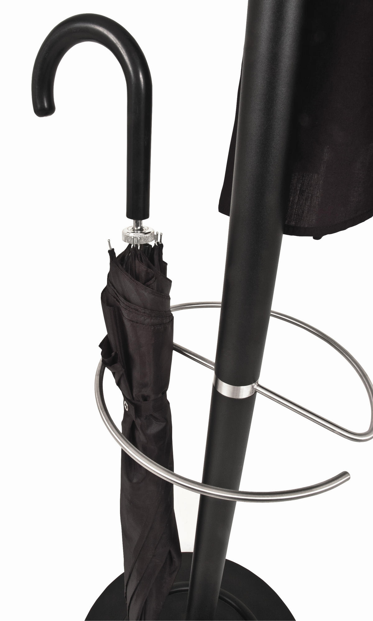GARDEROBENSTÄNDER in Schwarz, Alufarben 36/182/36 cm   - Schwarz/Alufarben, Design, Metall (36/182/36cm)