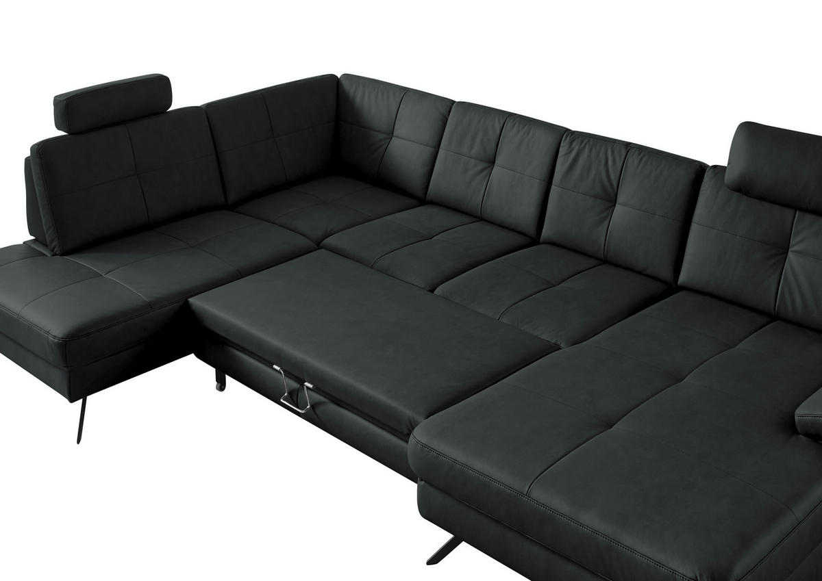 SOFFA i läderimitation, mikrofiber antracit  - svart/antracit, Design, metall/textil (220/345cm) - Beldomo System