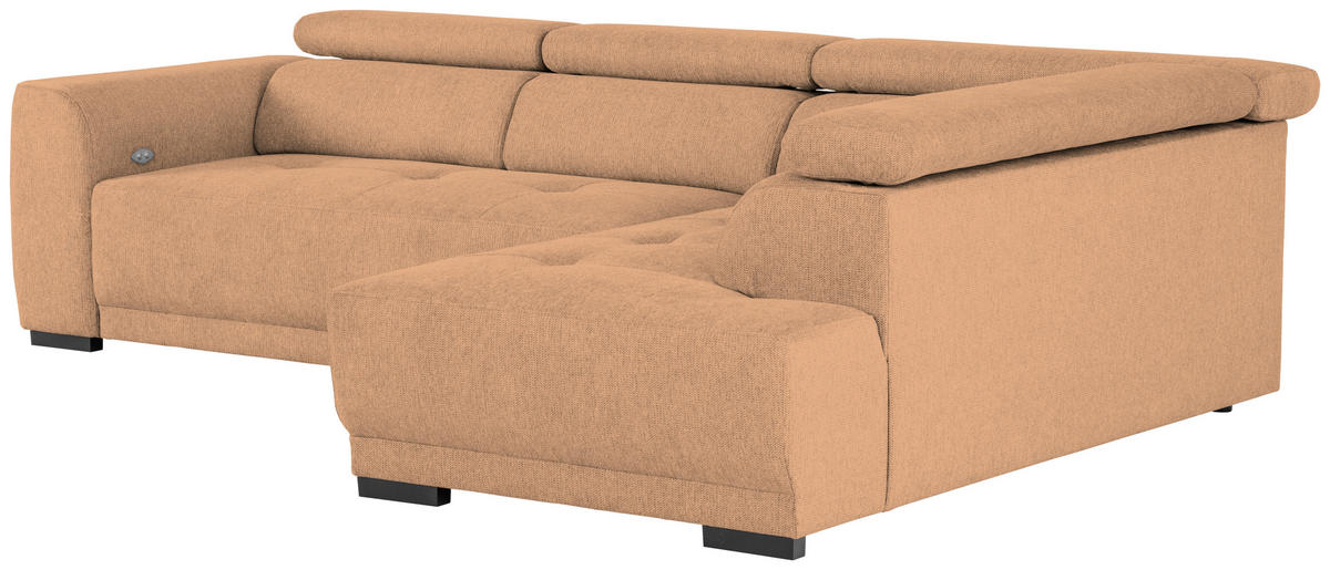 ECKSOFA Ottomane rechts, Eckteil  Rostfarben Struktur  - Rostfarben/Schwarz, Design, Kunststoff/Textil (284/205cm) - Xora
