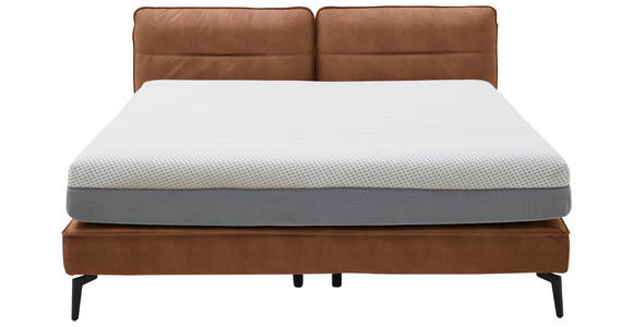 BOXSPRINGBETT 180/200 cm in Cognac - Cognac/Schwarz, Design, Textil/Metall (180/200cm) - Johann Jakob