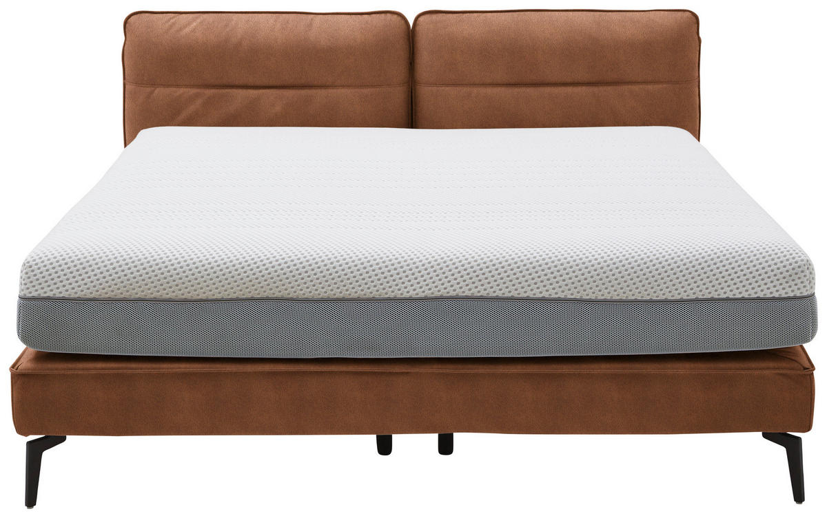 BOXSPRINGBETT 160/200 cm  in Cognac  - Cognac/Schwarz, Design, Textil/Metall (160/200cm) - Johann Jakob