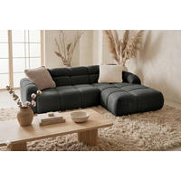 ECKSOFA VENTO in Struktur Dunkelgrau  255/175 cm  - Dunkelgrau/Schwarz, Design, Holz/Holzwerkstoff (255/175cm) - MID.YOU