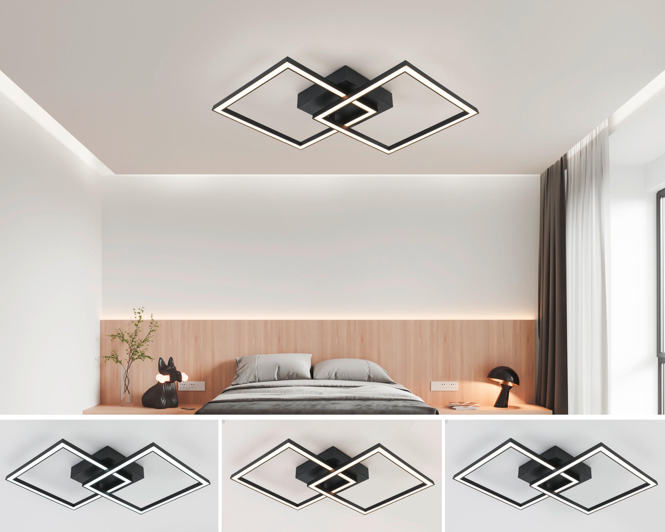 PLAFONIERĂ CU LED - negru, Trend, plastic/metal (57/35/6,5cm) - Boxxx