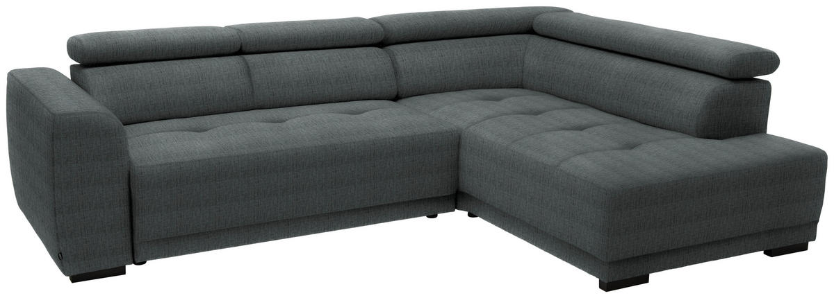 ECKSOFA in Chenille Grau  284/205 cm  - Schwarz/Grau, Design, Kunststoff/Textil (284/205cm) - Xora