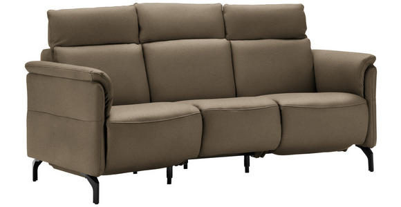 TRAPEZSOFA in Echtleder Hellbraun  - Hellbraun/Schwarz, KONVENTIONELL, Leder/Metall (221/103/95cm) - Dieter Knoll