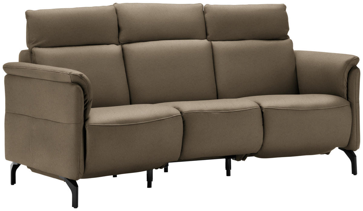 TRAPEZSOFA in Echtleder Dunkelbraun  - Dunkelbraun/Schwarz, Konventionell, Leder/Metall (221/103/95cm) - Dieter Knoll