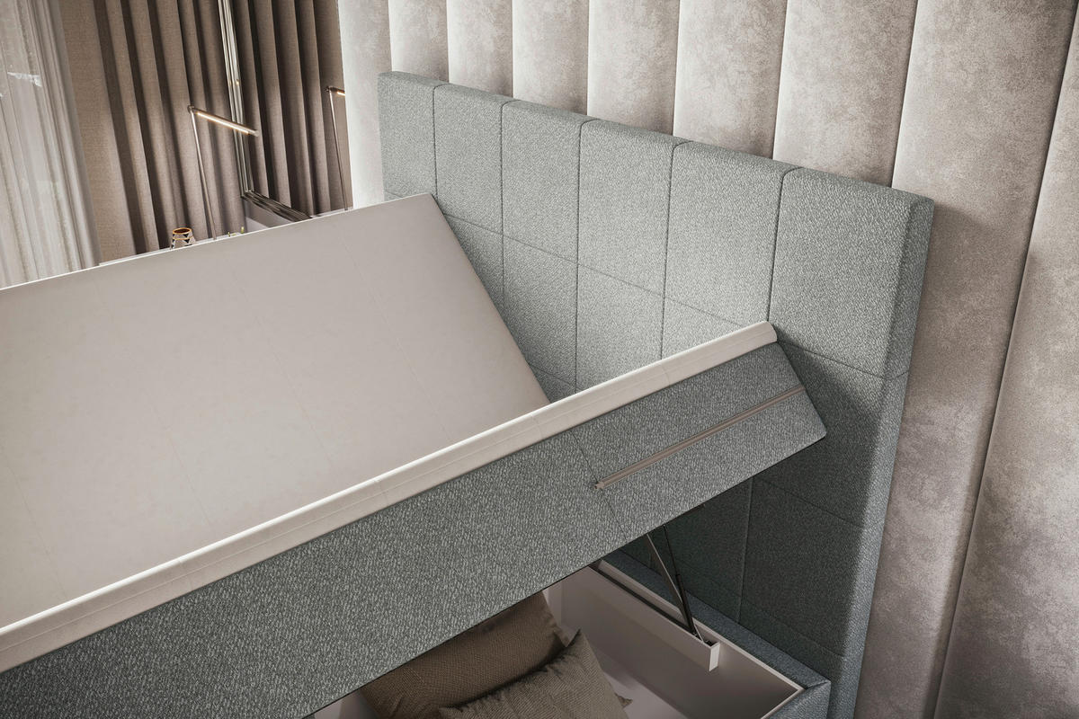BOXBETT 120/200 cm  in Grau  - Grau, KONVENTIONELL, Kunststoff/Textil (120/200cm) - Boxxx