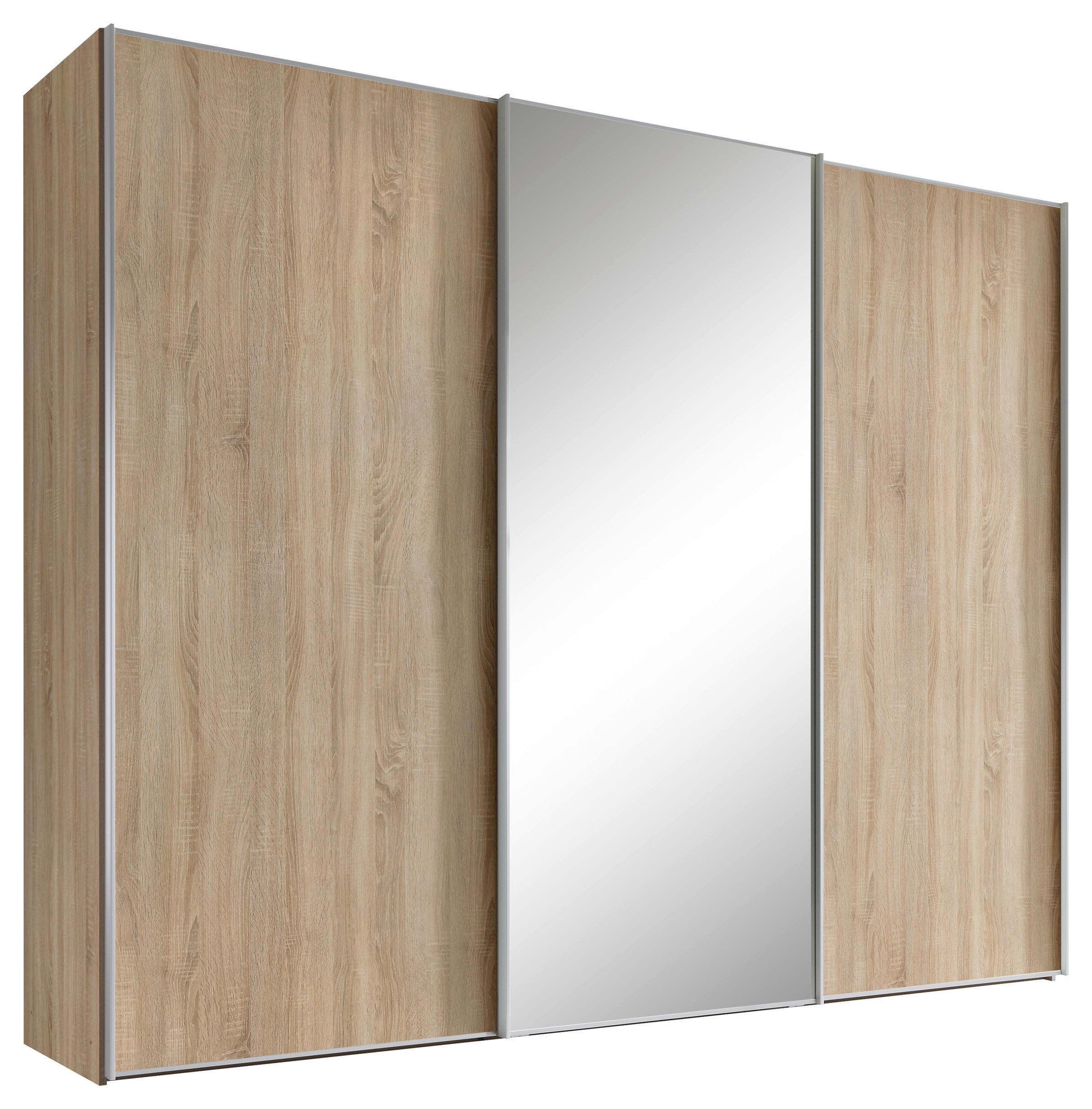 SCHWEBETÜRENSCHRANK 249/222/68 cm 3-türig Sonoma Eiche  - Alufarben/Sonoma Eiche, Design, Glas/Holzwerkstoff (249/222/68cm) - Moderano