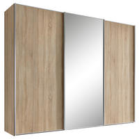 SCHWEBETÜRENSCHRANK 249/222/68 cm 3-türig Sonoma Eiche  - Alufarben/Sonoma Eiche, Design, Glas/Holzwerkstoff (249/222/68cm) - Moderano